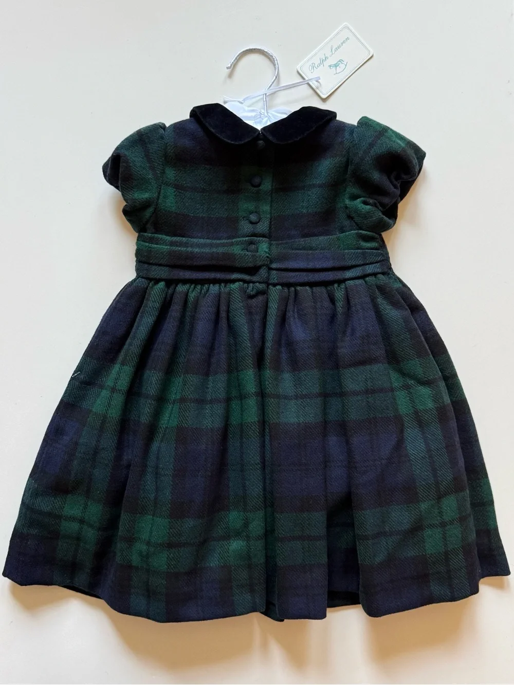 Ralph Lauren Baby Girl Plaid Smocked Dress & Bloomer - Size 12M